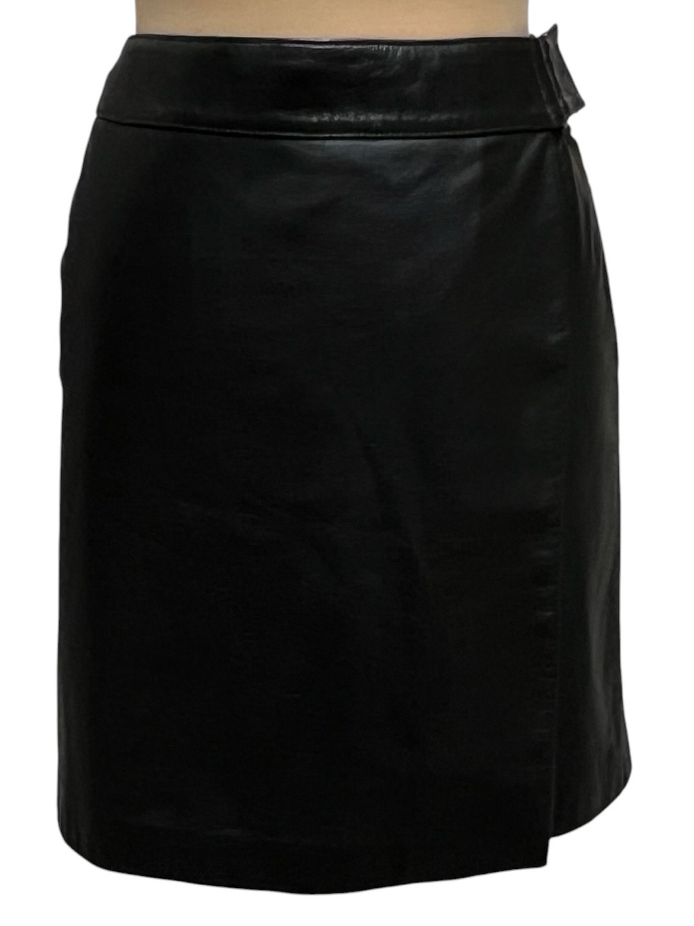 Ralph Ralph Lauren Vintage 90's Leather Wrap Skirt Black Size 8  100% Leather